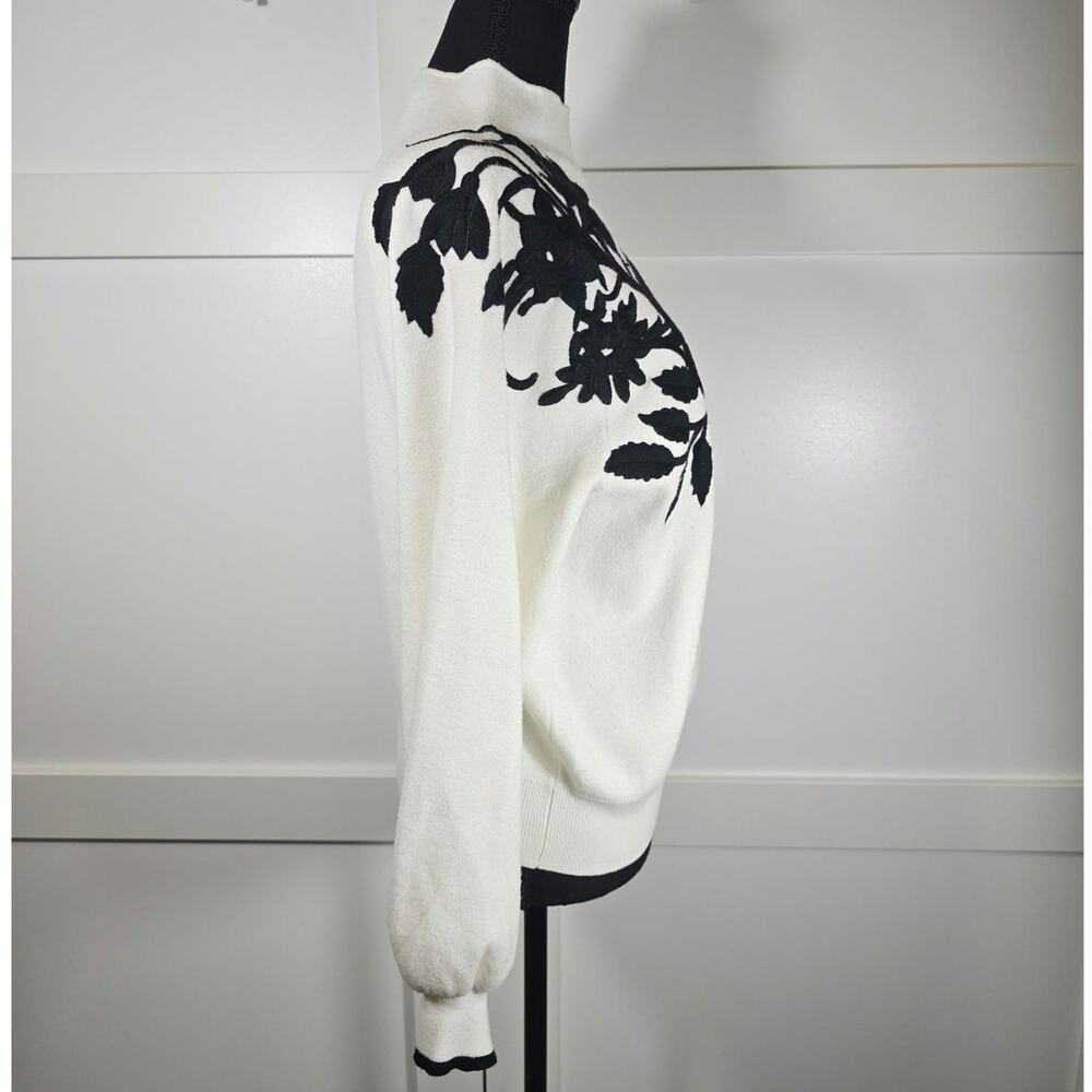 Anthropologie Beatriz Floral Applique Mock Neck Sweater. Size S. Ret. $138 - Picture 3 of 10